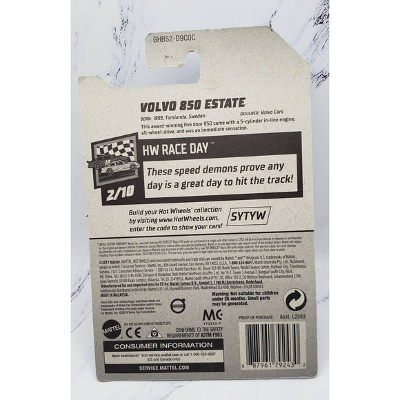 Hot Wheels 2020 HW Race Day 2/10 White Volvo 850 Estate With Black 10sp Wheels - Picture 8 of 8